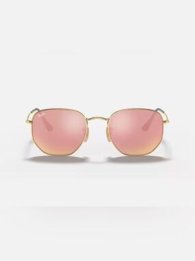 Ray-Ban Gold Frame Pink Lens Women's Sunglasses